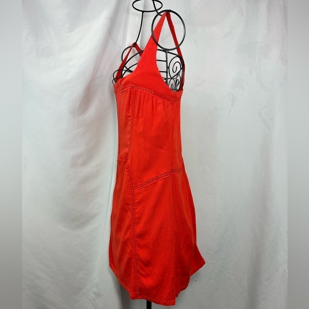 Free people red orange crochet detail mini dress size S - Picture 6 of 6